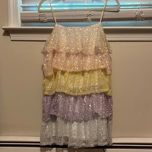 Pastel rainbow sequin dress